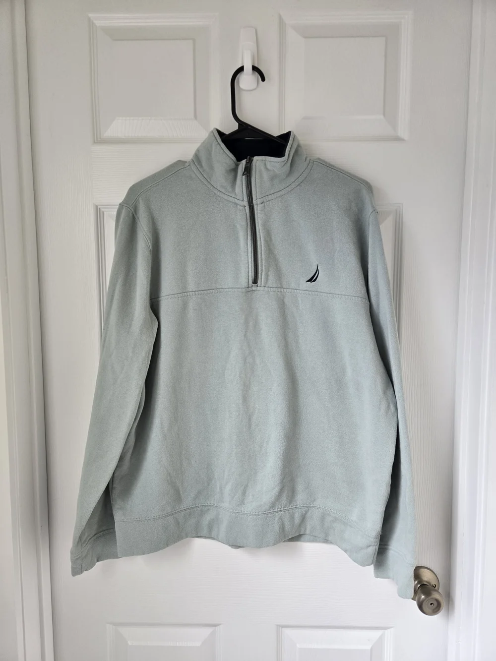 Nautica Men’s Sage Green Quarter Zip Half-Zip Pullover Sweatshirt Large Medium